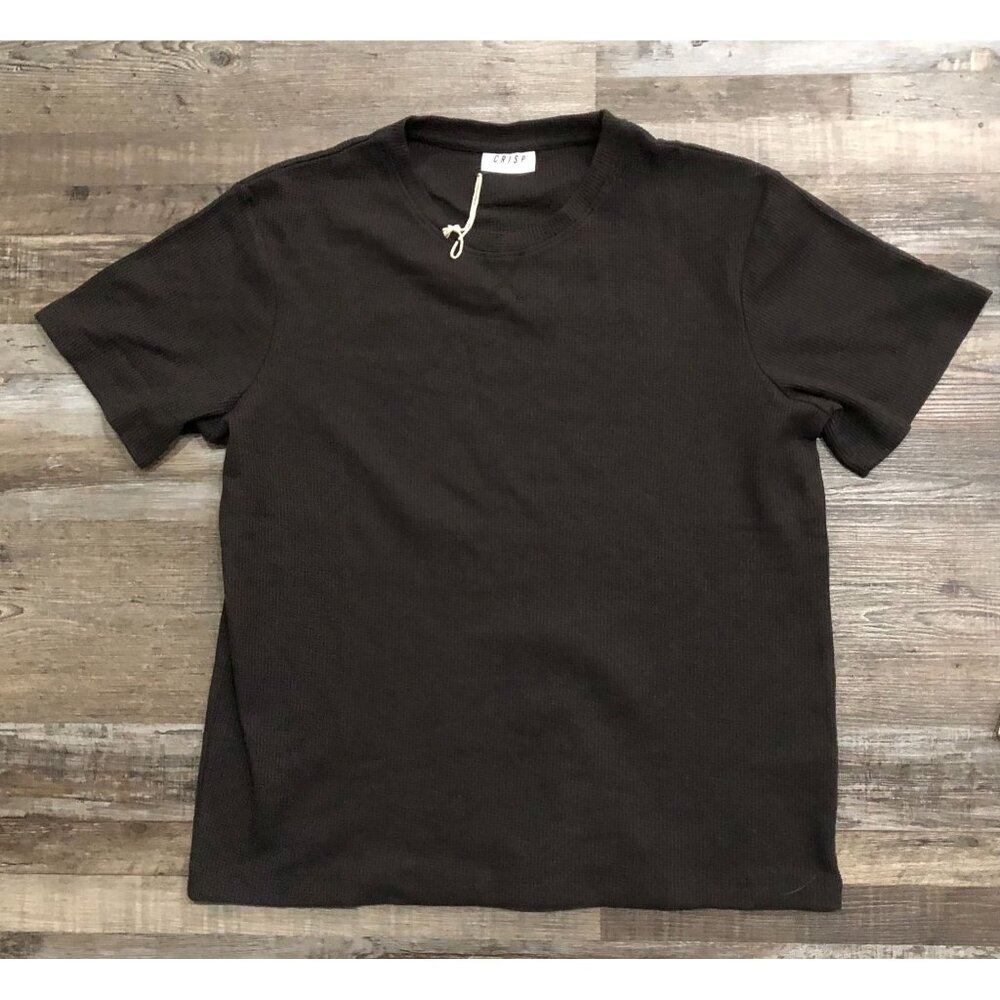 Crisp Mens Medium Brown Short Sleeve Thermal Tee T Shirt New NWOT